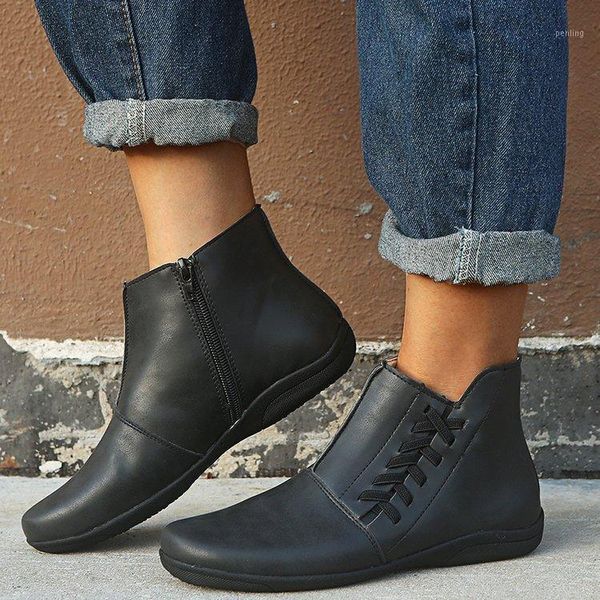 

women's leather boots autumn and winter large size women's shoes new british wind boots casual sports boots35-431, Black