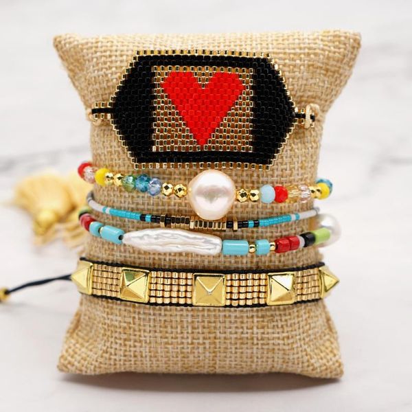 

charm bracelets go2boho miyuki heart bracelet pearls enamel bracekets for women colorful beads tassel pulseras boho summer beach pearl femme, Golden;silver