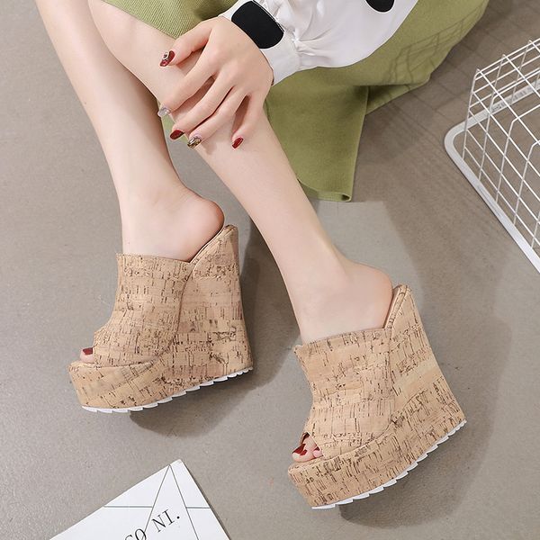 

2021 new transparent non-slip open wedges toes women's sandals slippers 00qj, Black