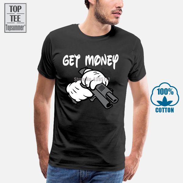 

sport get money cartoon hands pistol gangster gun funny mens t shirt