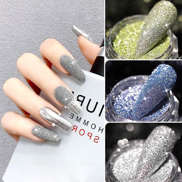 

nail glitter crystal broken diamond mesh red explosion mixed chrome art powder pigment laser glass micro drill bright silver, Silver;gold