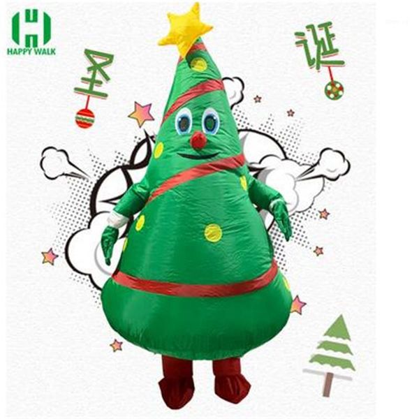 

new style christmas walking tree cartoon doll costume inflatable santa claus dress up props funny mascot christmas tree clothes1