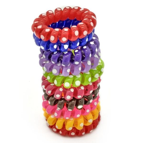 

4 cm dot middle elastic telephone wire hairband ties rope plastic hair bands accessories q qylbqx