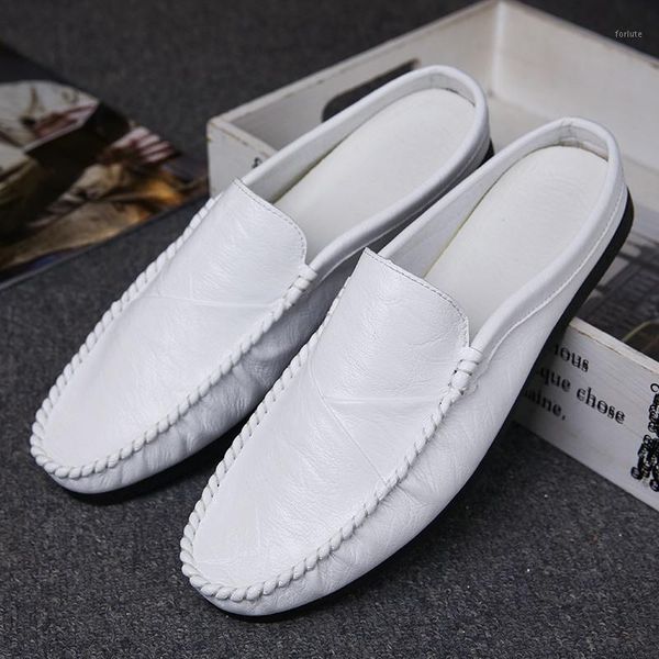 

classic half drag loafers breathable fashion casual summer slippers male comfortable light outdoor shoes antiskid slip on flats1, Black