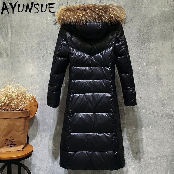 

women winter 90% duck down jakcet long hoody large fur collar warm puffer jacket windproof parka doudoune femme hiver lx25171, Black