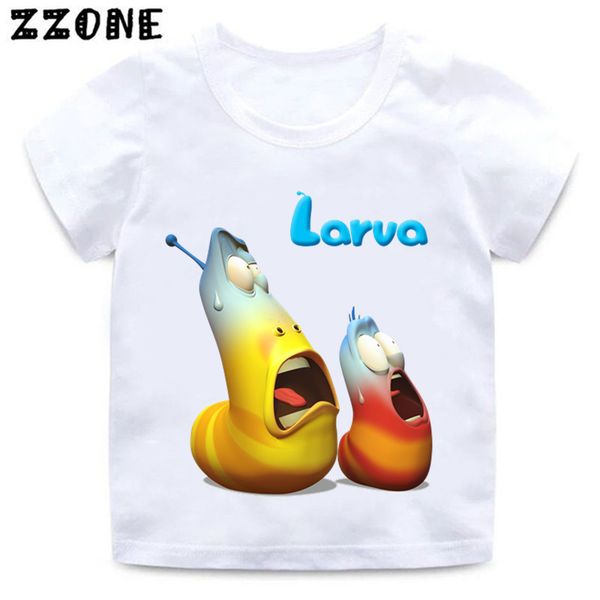 

cartoon larva print kids funny t shirt korea hilarious insect larva baby t-shirt boys and girls summer white clothes,hkp5213 y200704, Blue