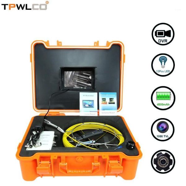 

23mm internal pipe inspection 7inch lcd monitor 12pcs led for pipeline plumbing sewer endoscope industrial camera 20m1