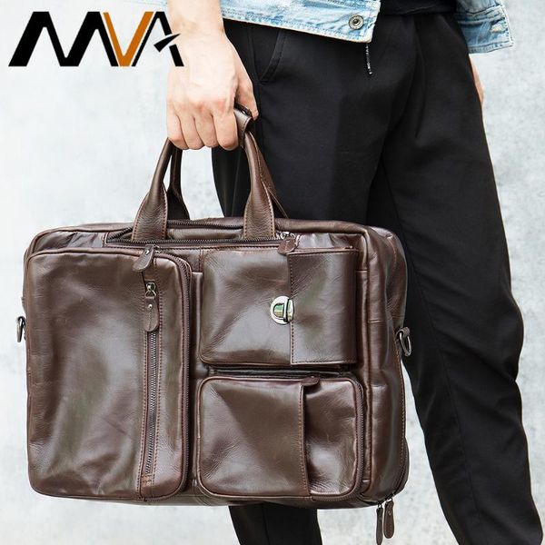 

mva briefcase men genuine leather messenger bag office handbag for 17 inch lapbag briefcase man multifunction purpose 7423