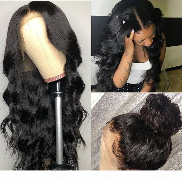 

4x4 lace closure wigs human hair brazilian body wave lace wigs for black women pre plucked with baby hair 150 180 density ls