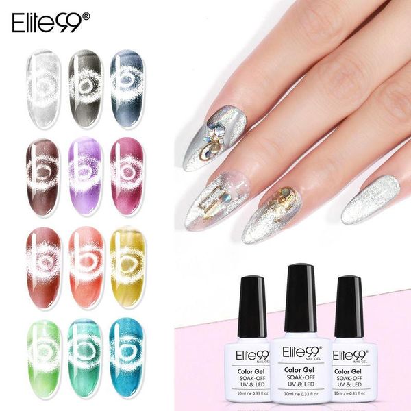 

elite99 10ml crystal snowlight cat eye gel varnish semi permanent uv nail art for a manicure nail gel primer coat polish, Red;pink