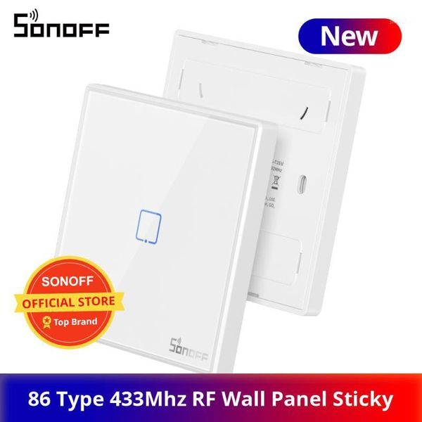 

sonoff rf remote controller 86 type wall panel sticky 433mhz rf remote control 1/2/3 gang works with sonoff tx wifi wall switch1