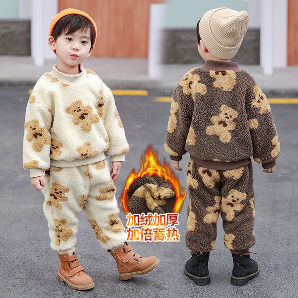 

boys girls winter thick cartoon cute 2 to 9 years o-neck boutique clothing halloween fashion korean children setsx1019, White