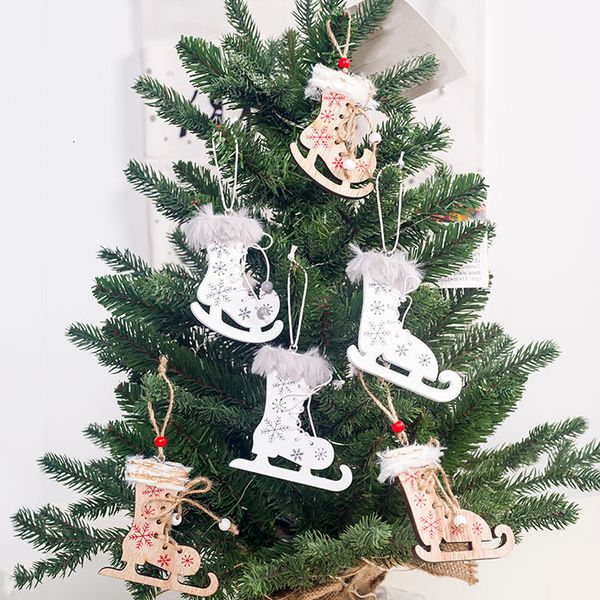 

wood 3pcs new year natural christmas 1set tree pendants hanging ornaments wooden crafts xmas party decor home decoration 62969
