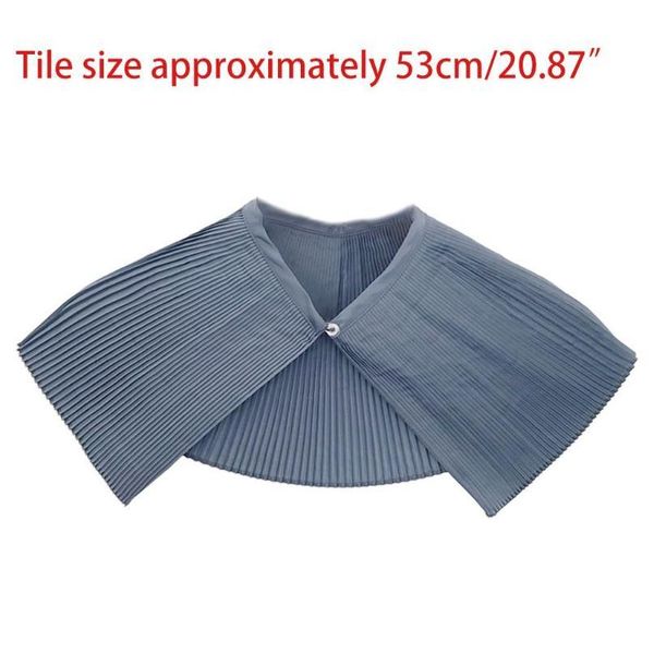 

korean women fan-shaped pleated false collar personality solid color decorative blouse ruffle large shawl cloak qyljeh, White