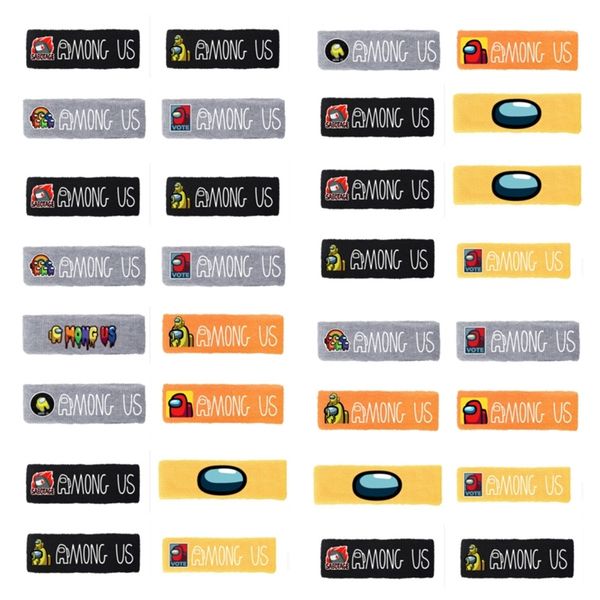 

game among us headband men women cartoon anime hairband sports sweat band hair hoop elestic terry hair snood hairlace hair clasp g11201, Slivery;white