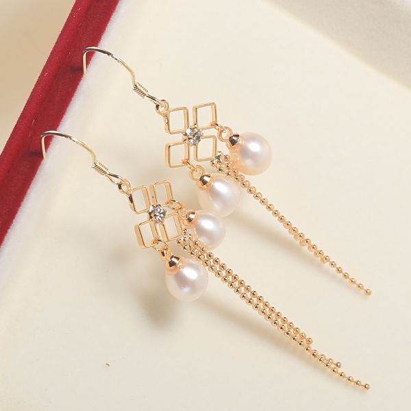 

2021 korean japan natural freshwater pearl earrings long section tassel water drop dangling pearl drop earrings for women jewelry, Silver