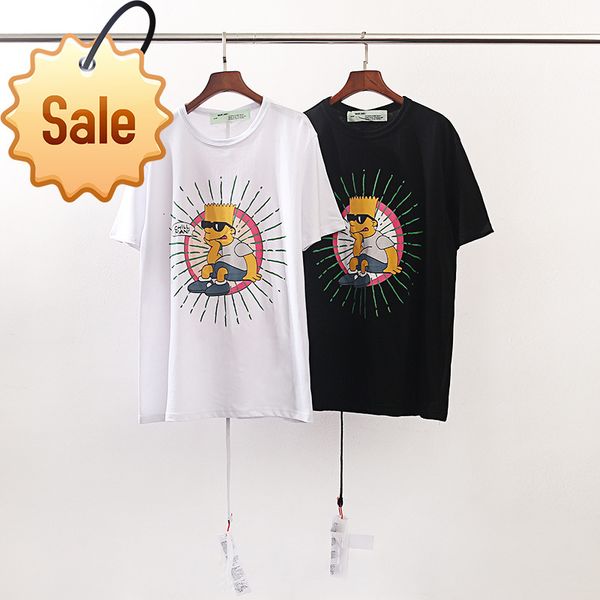 

trendy off style simpson summer short sleeve t-shirt european loose couple t-shirt, White;black