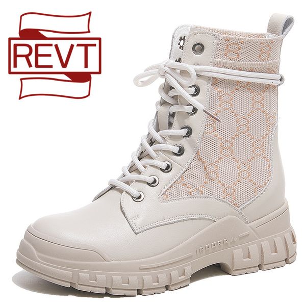 

revt winter motorcycle women ankle snow boot soft leather wedges rubber platform lace up punk ladies shoes botas, Black