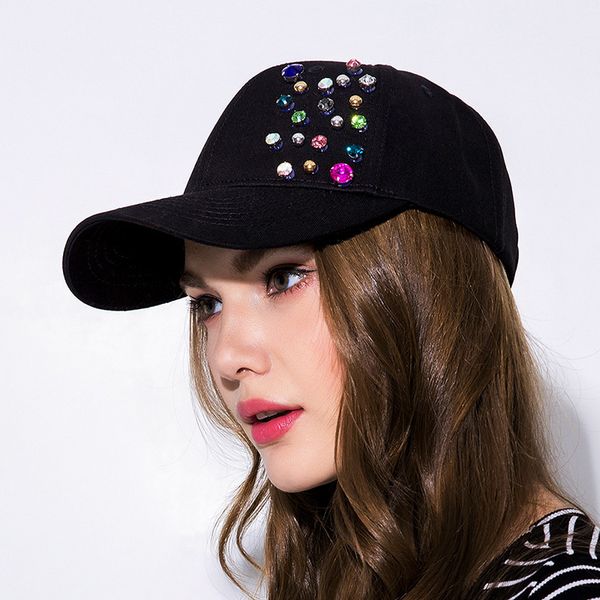 

gzhilovingl new fashion cotton diamond baseball cap snapaback hat for women solid casual girls adjustable baseball caps 201019, Blue;gray
