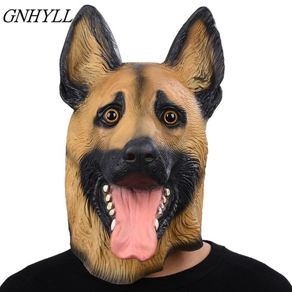 Masque de chien tête masque complet Halloween mascarade déguisement fête cosplay costume police animal berger allemand masque en latex Y200103