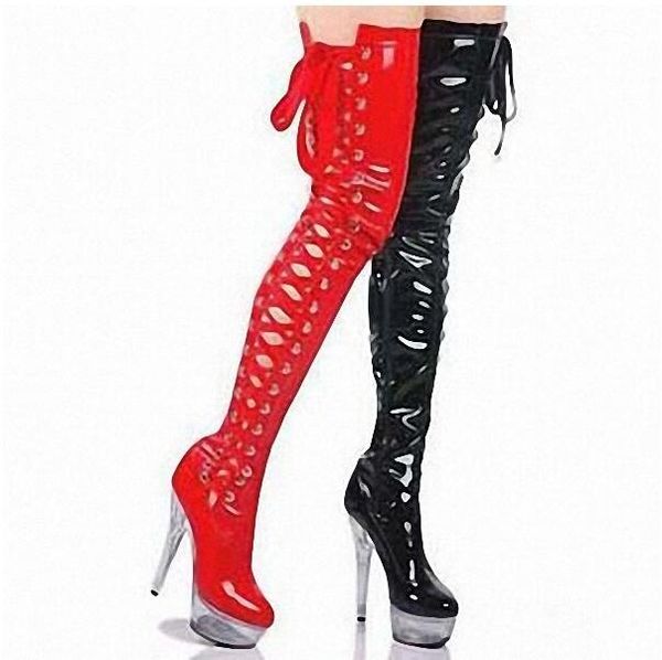 

2020 super high-heeled from a 3-inch knee with glass boots 3xz3, Black
