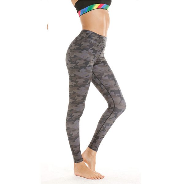 

selling quick drying camouflage yoga fitness pants hip seamless leggings, Black