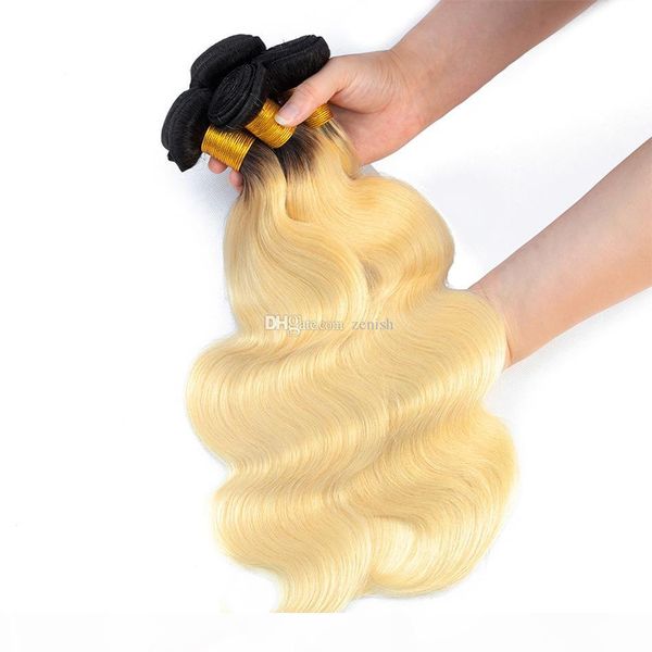 

t1b 613 blonde hair bundles brazilian virgin hair body wave weft 3 bundles peruvian indian malaysian human human hair extensions, Black