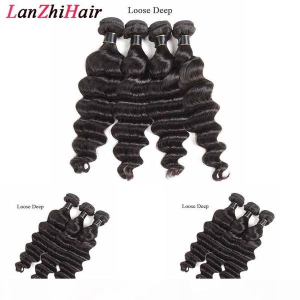 

peruvian loose deep hairstyles peruvian virgin hair loose deep human hair extensions 3 4 pieces remy hair weaves, Black