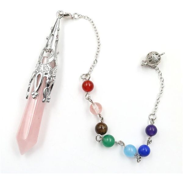 

natural crystal stone pendulum for dowsing divination hexagonal prism healing chakra energy spiritual pendulo reiki jewe qylvov, Black