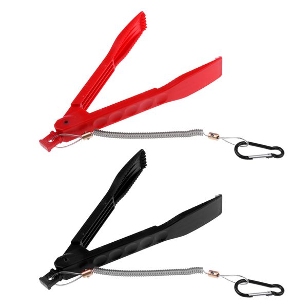 

2pcs fishing gripper plier grabbers fish body clamp controller with lanyard, red & black