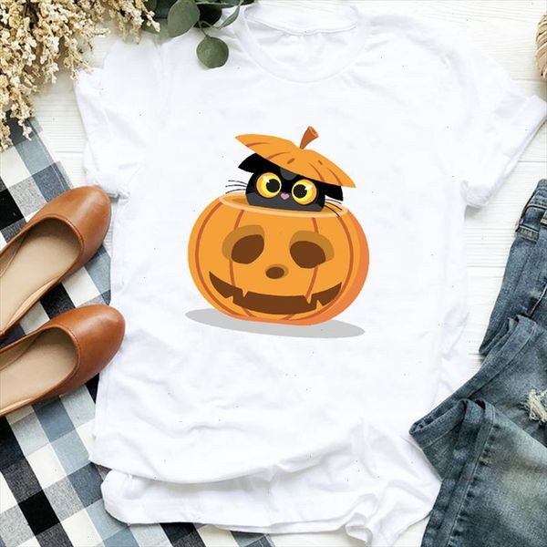 

pumpkin thankful thanksgiving autumn halloween print t shirt women short sleeve o neck loose tshirt women tee shirt, White