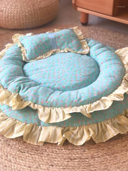 

cute pet dog cat mat kennel cage warm pad bed cushion soft comfortable pet nest with pillow removable washable easy cleaning1
