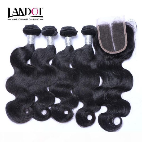 

brazilian body wave virgin human hair 4 bundles with lace closures malaysian peruvian indian cambodian wet and wavy mink remy hair weave, Black