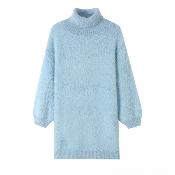 

apd1q mink like high neck for women's languid style mid long sweater sweatersweater coat 2020 new autumn winter loose and bottom thick, White;black