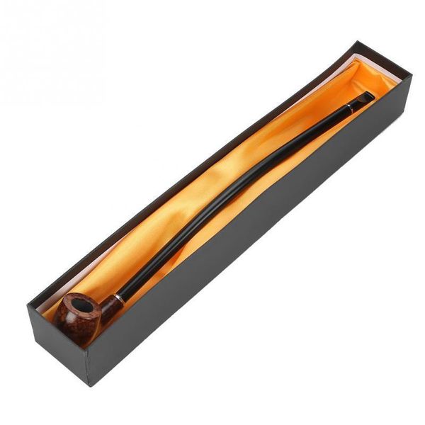 

40.5cm natural wood holder exquisite long brown handle tobacco cigarette smoke with box wooden pipe