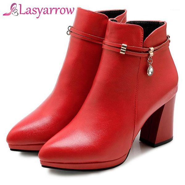 

boots lasyarrow plus size shoes 42 43 winter women's chunky heels platform ankle heel 2021 women autumn shoes1, Black