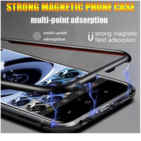 

360 magnetic adsorption metal case for iphone 12 mini 11 pro x xs max xr 8 7 6s plus double-sided gla wmtsnb
