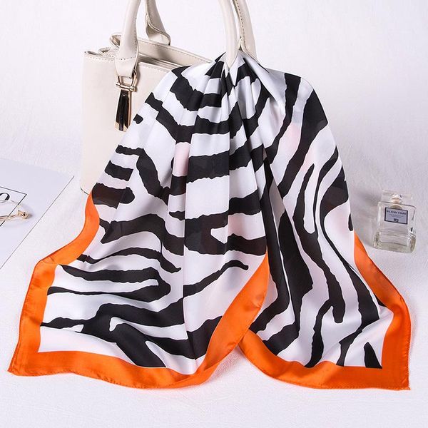 

fashion silk sauqre scarf women scarf printed zebra animal foulard square headband scarves wraps 2020 new drop ship, Blue;gray