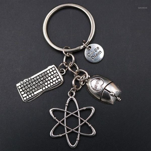 

1pc carpe diem keychain internet technology symbol keychain mouse keyboard diy creative metal charm1, Silver
