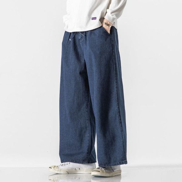 

men's jeans mrgb man autumn winter denim pants casual harem wide leg woman straight harajuku streetwear vintage male, Blue