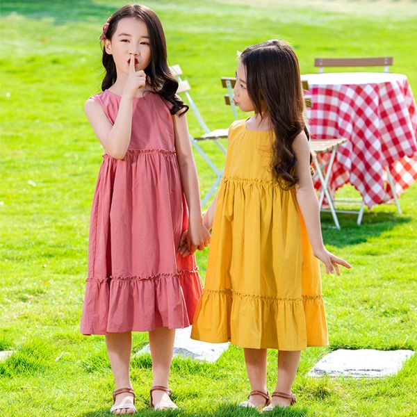 

school girls' summer 2020 new super foreign sle middle children's drs little girl cotton skirt fashion a468, Red;yellow