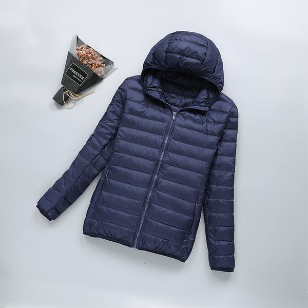 

2021 new ultra-light plus fine size women's light winter short with hood white down jacket outerwear female zrpw, Black