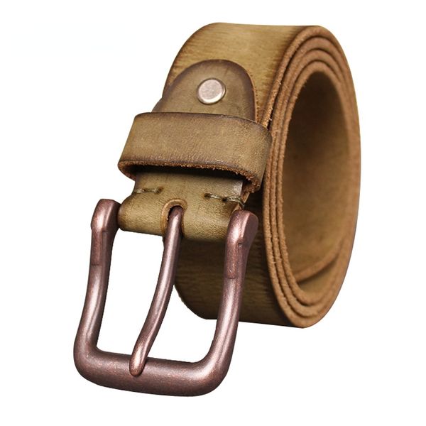 

designer brand cow genuine leather belts for men jeans do old designer pin buckle retro vintage mens cowboy male ceinture wholesale, Black;brown