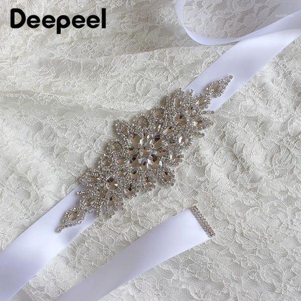 

deepeel 1pc 270x4cm high-end luxury rhinestone cummerbunds silk crystal decoration belt manual crafts wedding dress accessories1, Black;brown