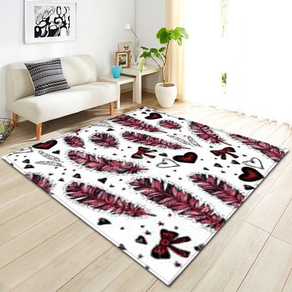

147*203cm large size carpets creative 3d print feather pattern carpet hallway doormat bath kitchen absorb water antiskid mat/rug