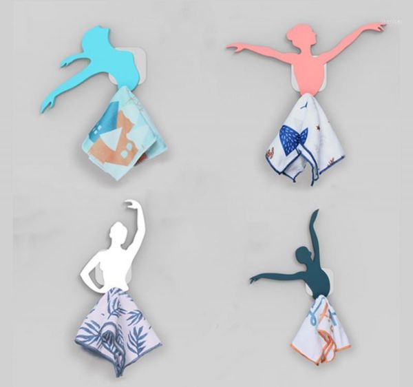 

creative diy traceless storage hooks ballet dancer hook kitchen bathroom multifunctional hook household daily necessities new1