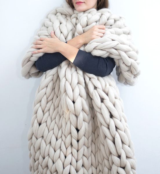 

woven 60*60cm 100*80cm warm chunky knit thick yarn wool bulky knitted kinitted throw pgraph blanket