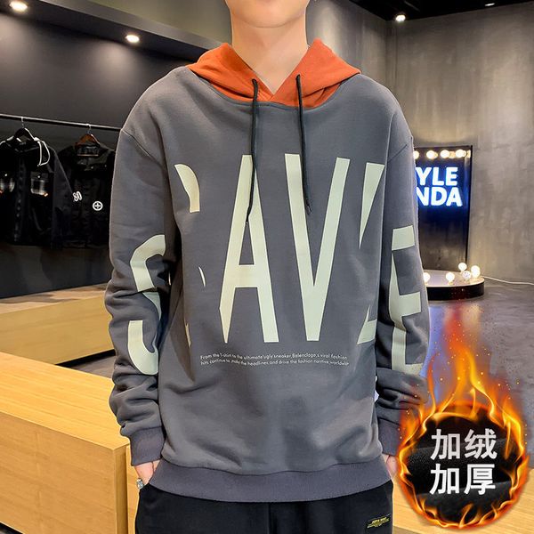 

2021 new autumn new listing hoodies marks tide of the men most velvet thick jacket black sweatshirt 9nck