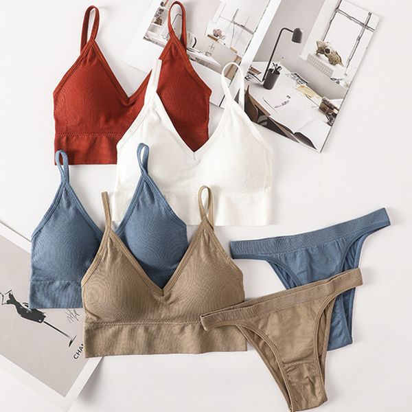 

women bra panties set g-string push up lingerie seamless active bra streetwear padded fitness female crop underwear set c1114, Red;black