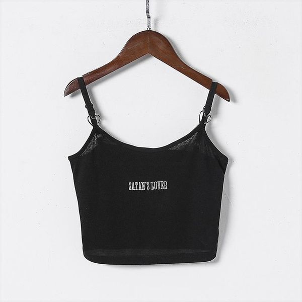 

women camis embroidery letter print backless summer slim casual bottoming short female fashion, White